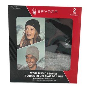 Spyder | Unisex Wool Blend Beanie | 2 Pack | Black & Grey | OS